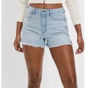 AMERICAN EAGLE OUTFITTERS WOMENS FLORAL DAISY EMBROIDERED JEAN DENIM SHORTS 6